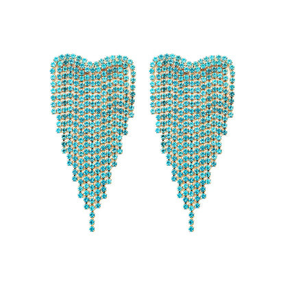 1 Pair Shiny Water Droplets Heart Shape Inlay Alloy Rhinestone Resin Drop Earrings