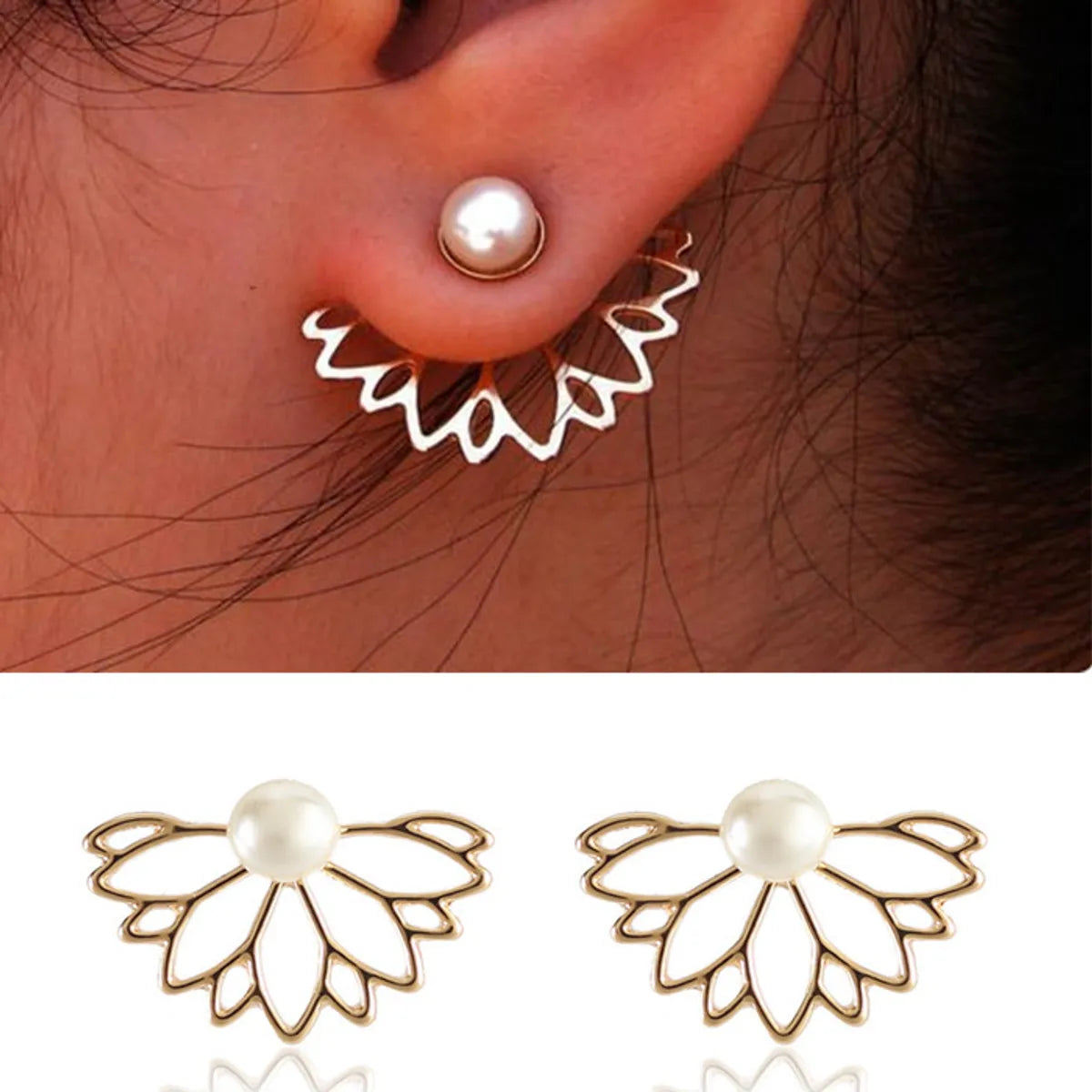 Wholesale Jewelry 1 Pair Simple Style Flower Alloy Artificial Pearls Rhinestones Ear Studs