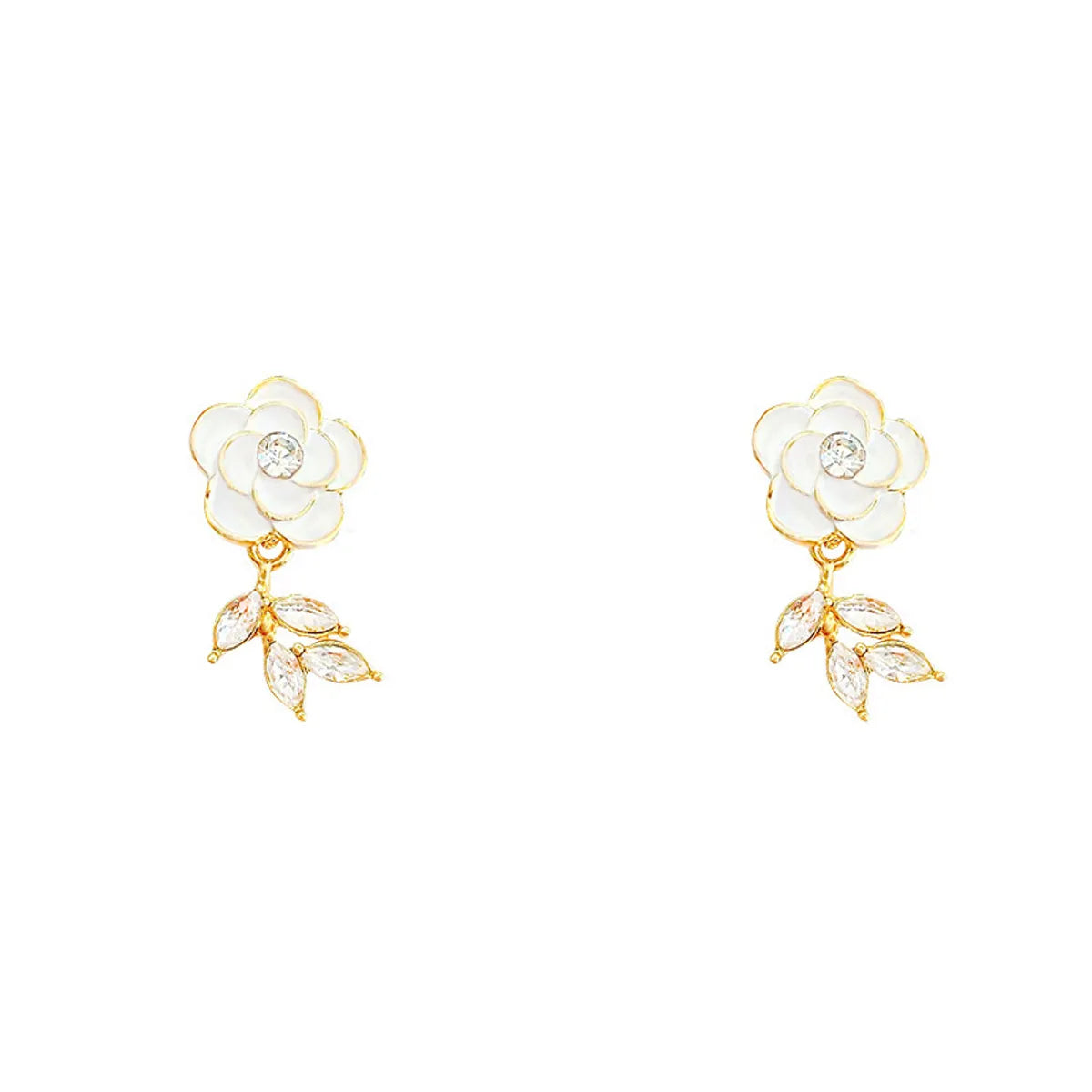 Wholesale Jewelry 1 Pair Simple Style Flower Alloy Zircon Ear Studs