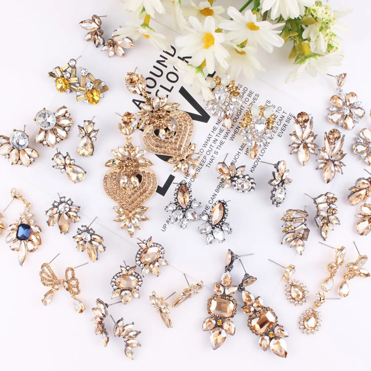 Wholesale Jewelry 1 Pair Simple Style Flower Butterfly Alloy Artificial Gemstones Drop Earrings Ear Studs