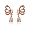 Wholesale Jewelry 1 Pair Simple Style Flower Butterfly Alloy Artificial Gemstones Drop Earrings Ear Studs