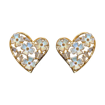 Wholesale Jewelry 1 Pair Simple Style Heart Shape Solid Color Twist Metal Zircon Earrings Ear Studs