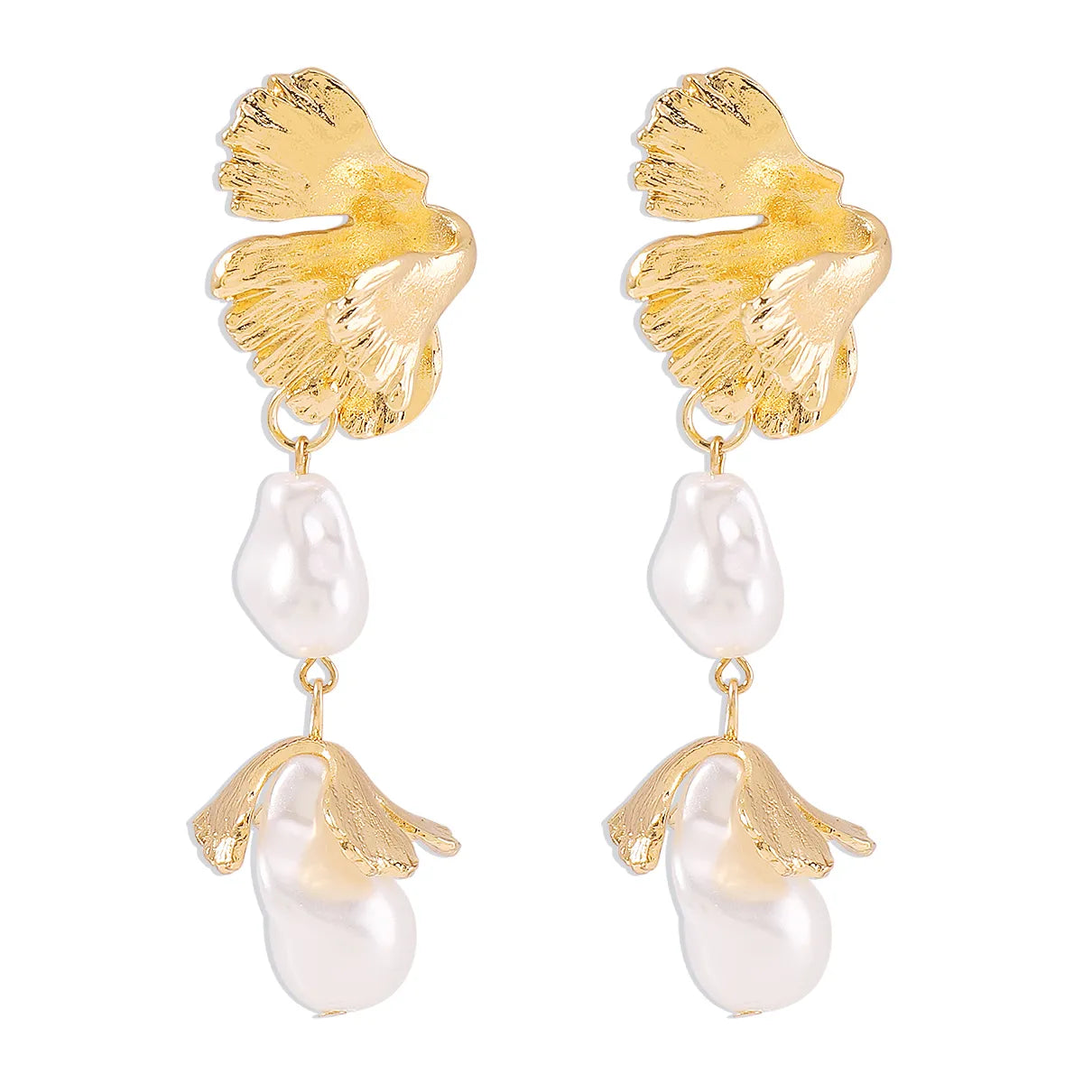 Wholesale Jewelry 1 Pair Simple Style Leaves Imitation Pearl Alloy Drop Earrings