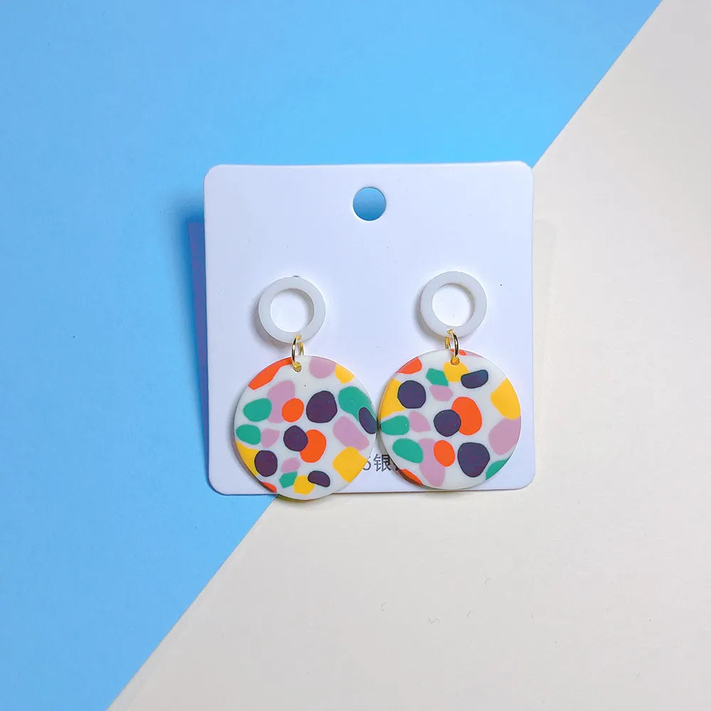 Wholesale Jewelry 1 Pair Simple Style Round Color Block Soft Clay Drop Earrings