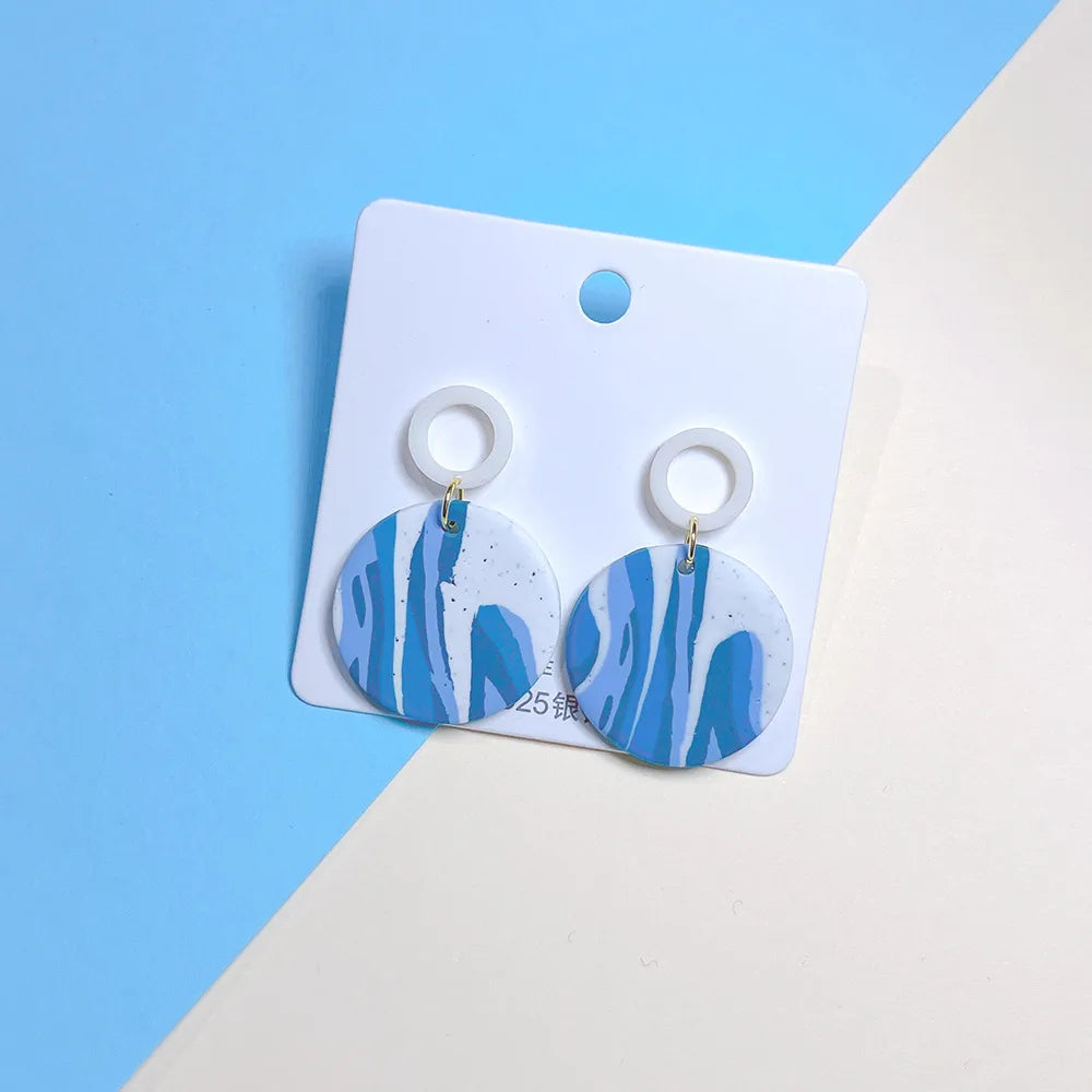 Wholesale Jewelry 1 Pair Simple Style Round Color Block Soft Clay Drop Earrings