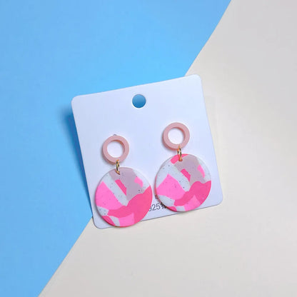 Wholesale Jewelry 1 Pair Simple Style Round Color Block Soft Clay Drop Earrings