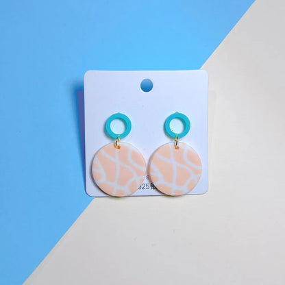 Wholesale Jewelry 1 Pair Simple Style Round Color Block Soft Clay Drop Earrings