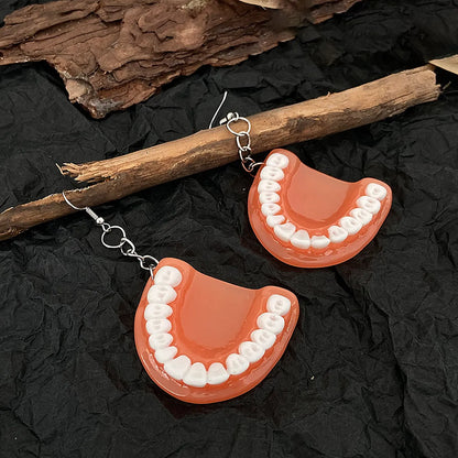 Wholesale Jewelry 1 Pair Simple Style Teeth Plastic Resin Drop Earrings