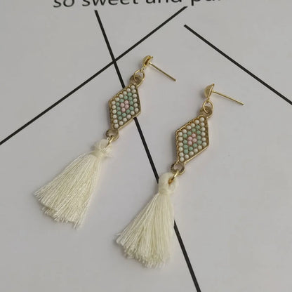 Wholesale Jewelry 1 Pair Vacation Tassel Alloy Drop Earrings