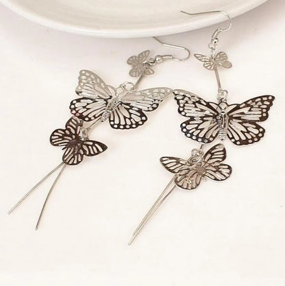 Wholesale Jewelry 1 Pair Vintage Style Butterfly Metal Gold Plated Silver Plated Drop Earrings