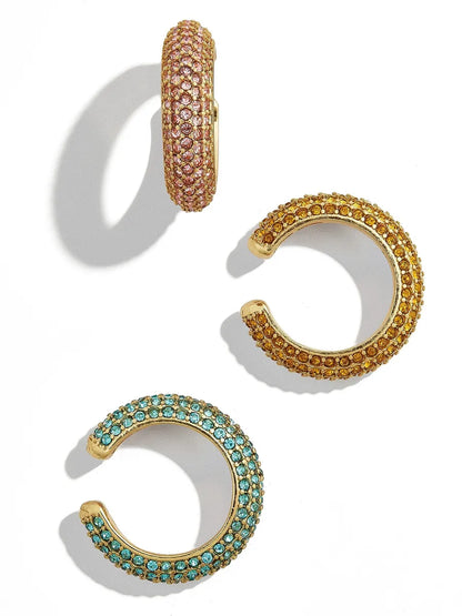 Wholesale Jewelry Exaggerated C Shape Alloy Zircon Inlay Ear Clips