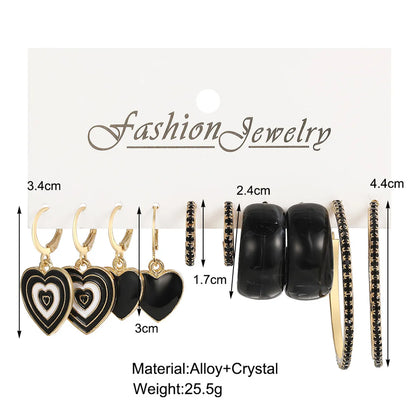 Wholesale Jewelry 1 Set Artistic Round Heart Shape Arylic Alloy Earrings