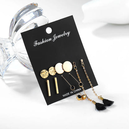 Wholesale Jewelry 1 Set Retro Round Tassel Heart Shape Alloy Earrings