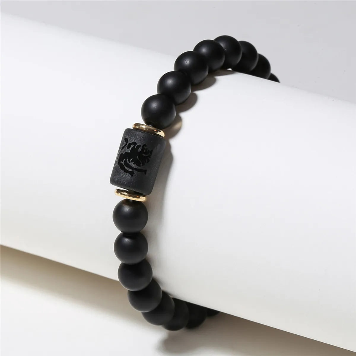 Wholesale Jewelry 12 Constellation Pattern Black Frosted Agate Beaded Bracelet Gooddiy