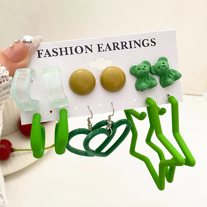 Wholesale Jewelry 5 Piece Set Ins Style Cartoon Style Bear Heart Shape Alloy Earrings