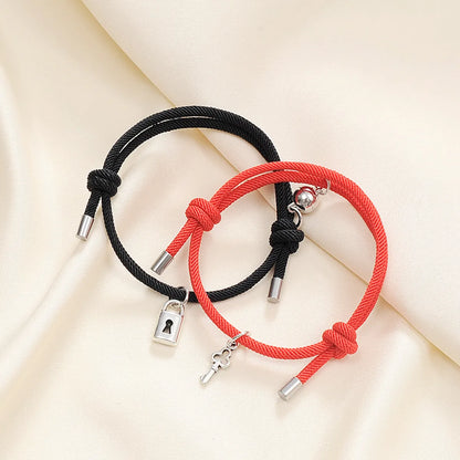 Simple Style Geometric Alloy Plating No Inlaid Couple Bracelets