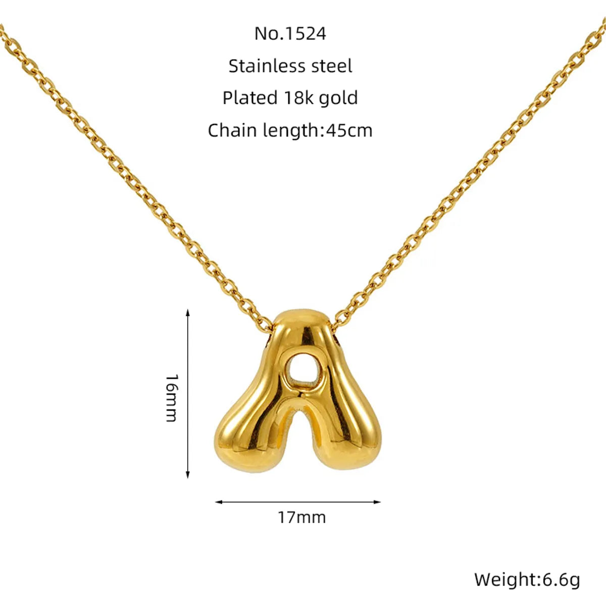 Wholesale Jewelry Basic Classic Style Letter 304 Stainless Steel 18K Gold Plated Plating Pendant Necklace