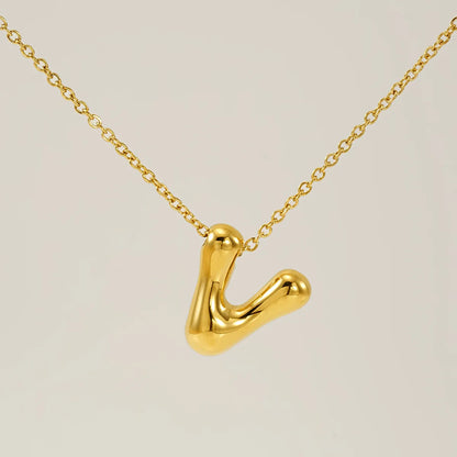 Wholesale Jewelry Basic Classic Style Letter 304 Stainless Steel 18K Gold Plated Plating Pendant Necklace