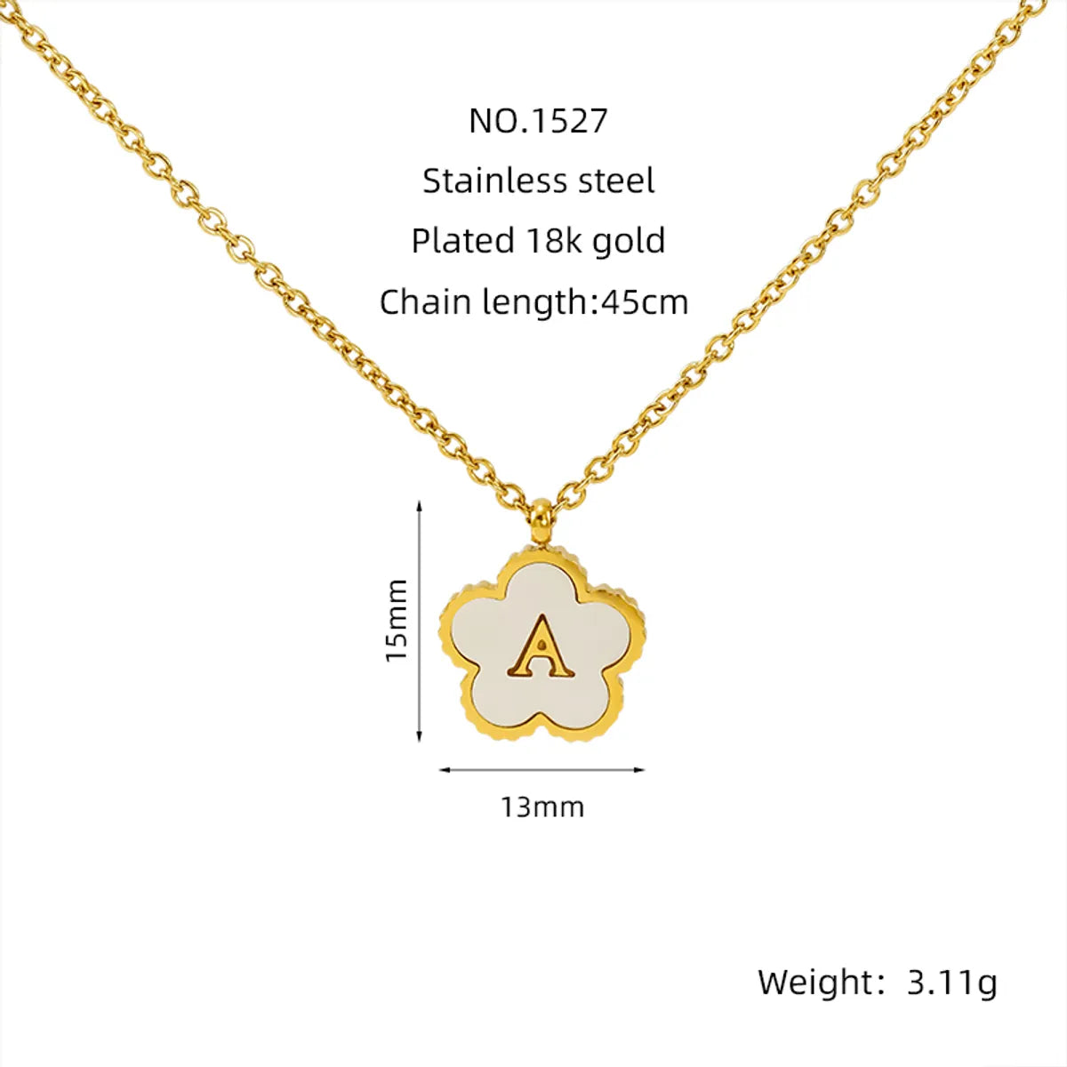 Wholesale Jewelry Basic Classic Style Letter Flower 304 Stainless Steel Shell 18K Gold Plated Plating Inlay Pendant Necklace