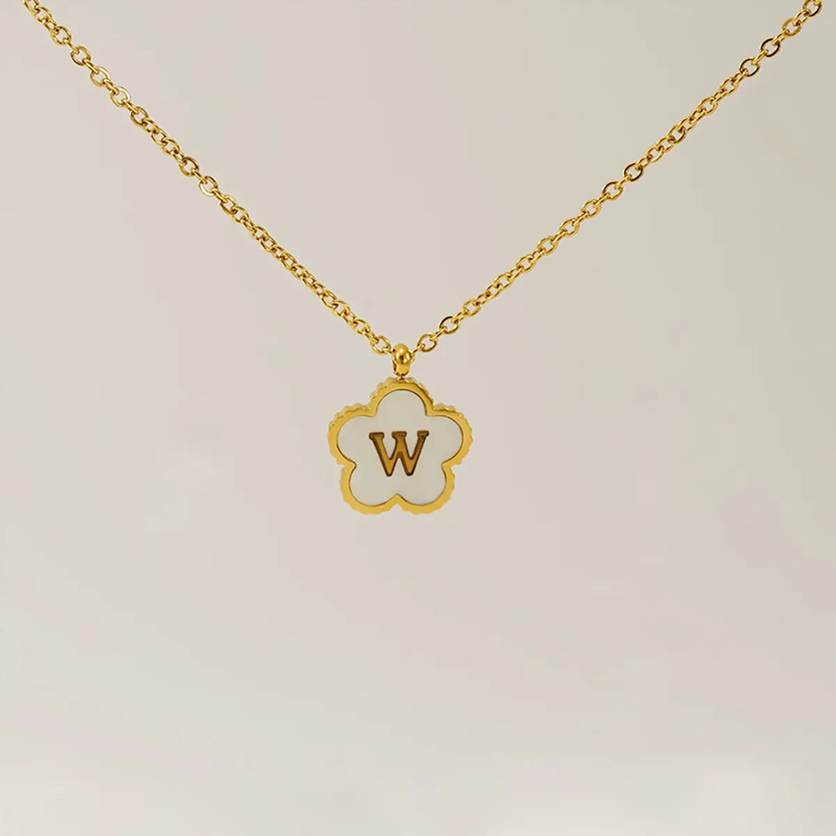 Wholesale Jewelry Basic Classic Style Letter Flower 304 Stainless Steel Shell 18K Gold Plated Plating Inlay Pendant Necklace