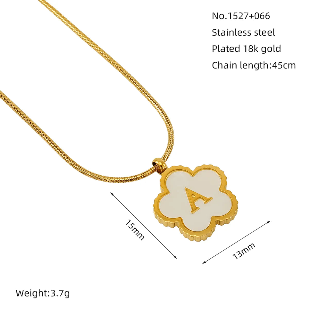 Wholesale Jewelry Basic Classic Style Letter Flower 304 Stainless Steel Shell 18K Gold Plated Plating Inlay Pendant Necklace