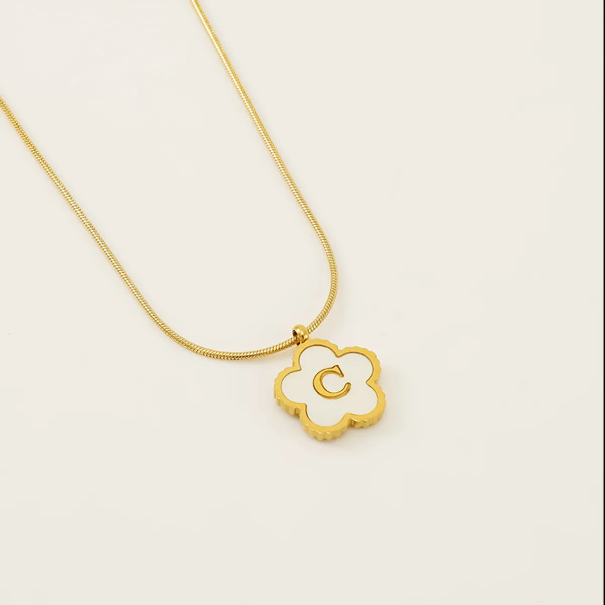 Wholesale Jewelry Basic Classic Style Letter Flower 304 Stainless Steel Shell 18K Gold Plated Plating Inlay Pendant Necklace