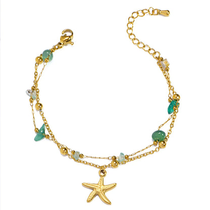 Wholesale Jewelry Basic Classic Style Scallop Star 304 Stainless Steel 18K Gold Plated Anklet