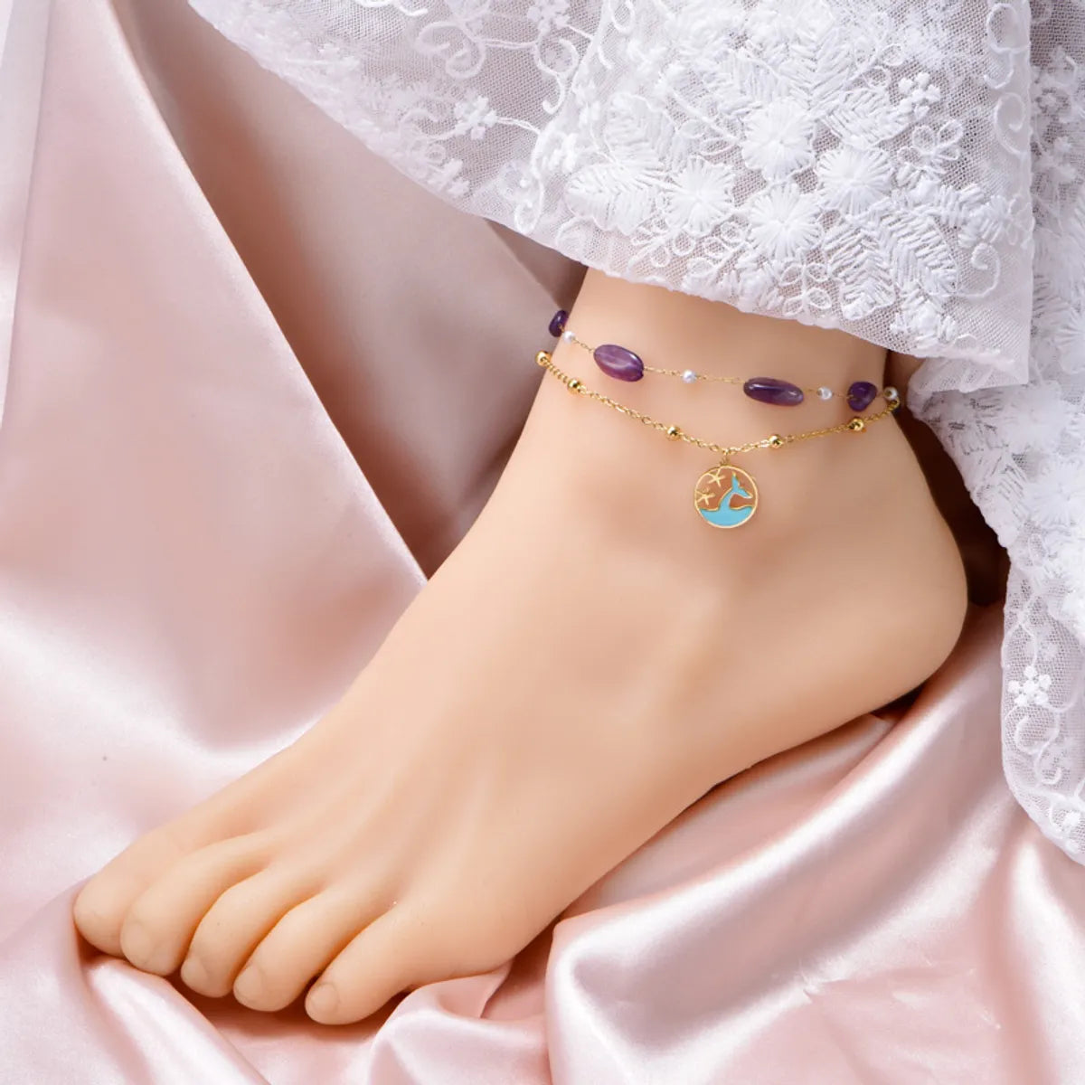 Wholesale Jewelry Basic Classic Style Scallop Star 304 Stainless Steel 18K Gold Plated Anklet