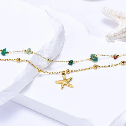 Wholesale Jewelry Basic Classic Style Scallop Star 304 Stainless Steel 18K Gold Plated Anklet