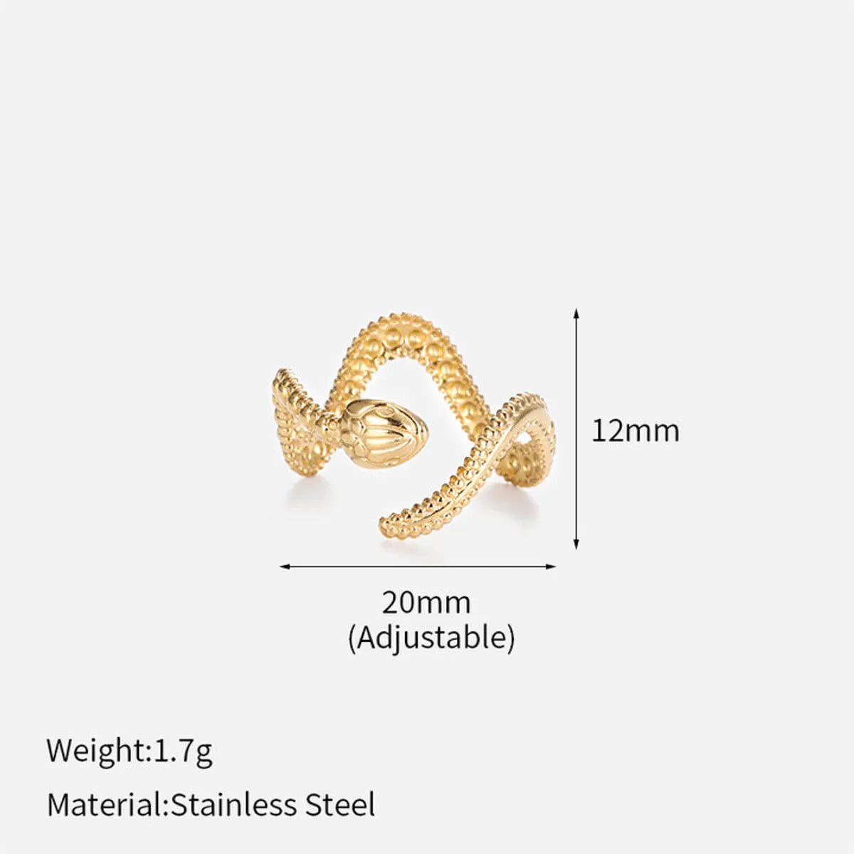 Wholesale Jewelry Basic Classic Style Snake 304 Stainless Steel Plating Open Rings