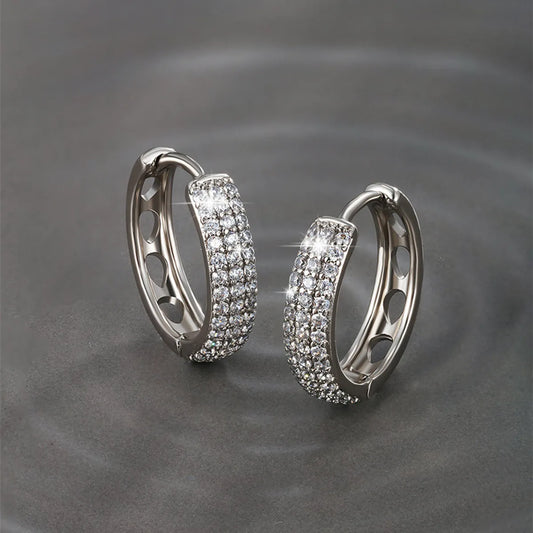 Wholesale Jewelry Basic Xuping Geometric Solid Color Alloy Zircon Plating Inlay Hoop Earrings