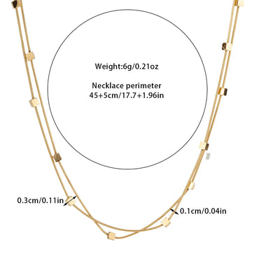 Wholesale Jewelry Basic Lady Classic Style Geometric Titanium Steel Plating Double Layer Necklaces