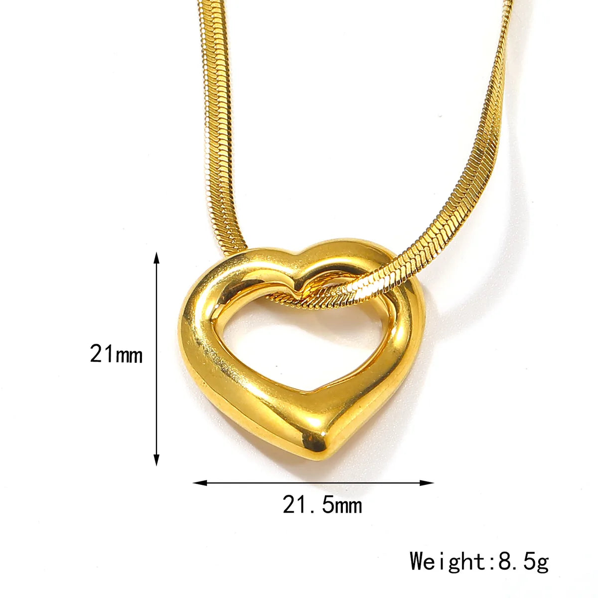 Wholesale Jewelry Basic Lady Classic Style Heart Shape Titanium Steel 18K Gold Plated Plating Pendant Necklace