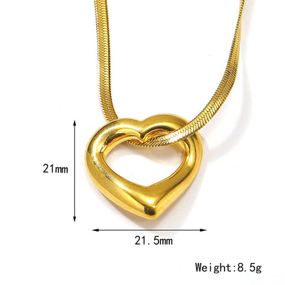 Wholesale Jewelry Basic Lady Classic Style Heart Shape Titanium Steel 18K Gold Plated Plating Pendant Necklace