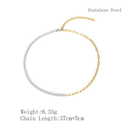 Wholesale Jewelry Basic Modern Style Classic Style Geometric 304 Stainless Steel Zircon Inlay Necklace