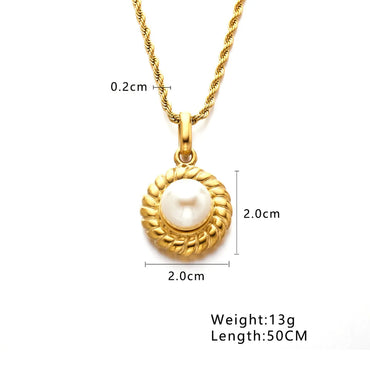 Wholesale Jewelry Basic Modern Style Classic Style Geometric Titanium Steel Artificial Pearls Plating Inlay Double Layer Necklaces Pendant Necklace