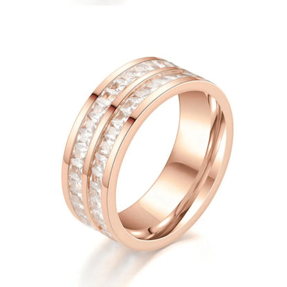 Wholesale Jewelry Basic Modern Style Classic Style Geometric Titanium Steel Zircon Inlay Rings