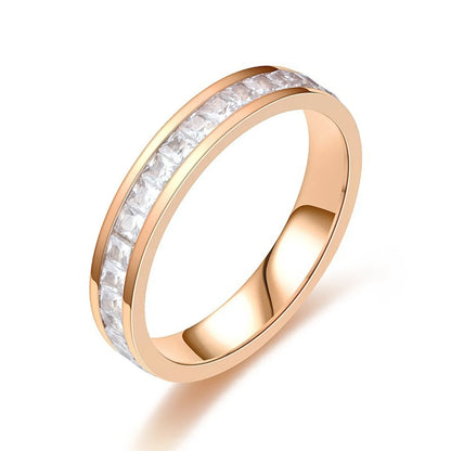 Wholesale Jewelry Basic Modern Style Classic Style Geometric Titanium Steel Zircon Inlay Rings