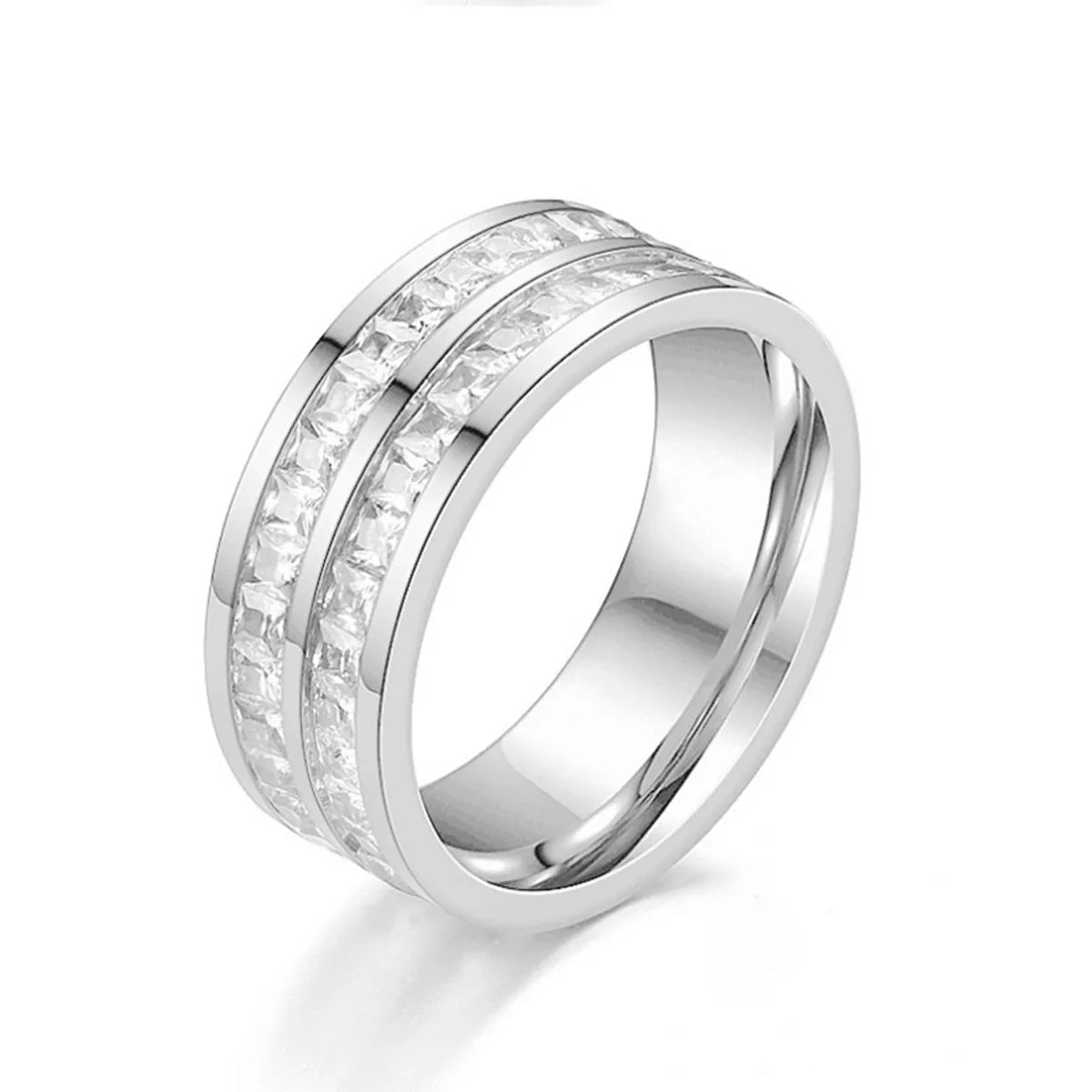 Wholesale Jewelry Basic Modern Style Classic Style Geometric Titanium Steel Zircon Inlay Rings