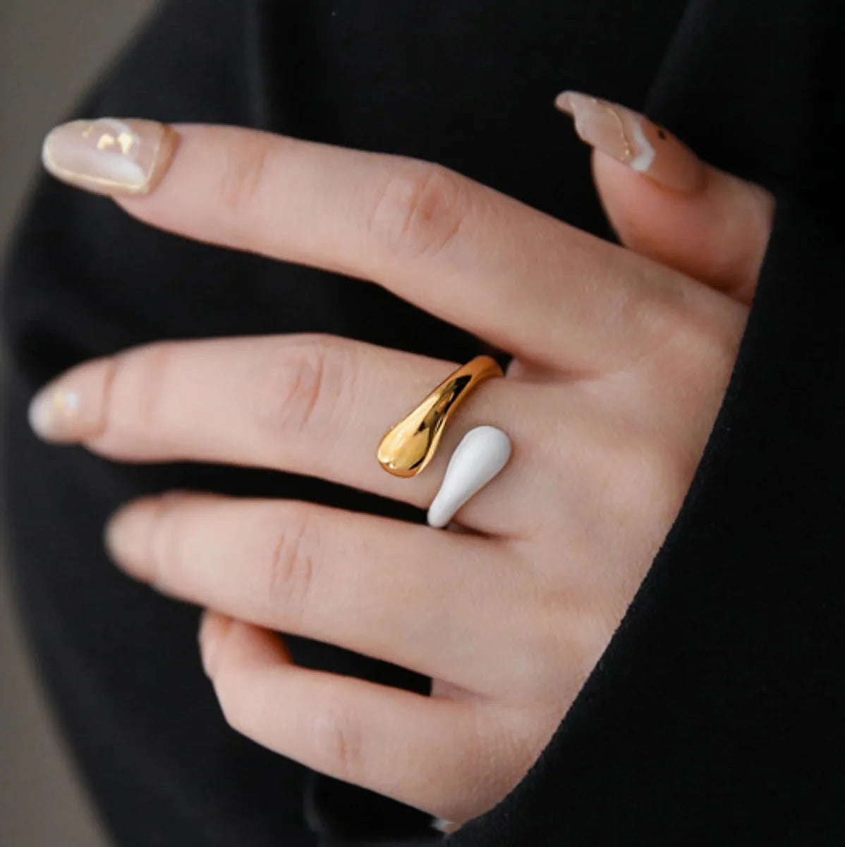 Wholesale Jewelry Basic Modern Style Classic Style Geometric Water Droplets 304 Stainless Steel 18K Gold Plated Rings