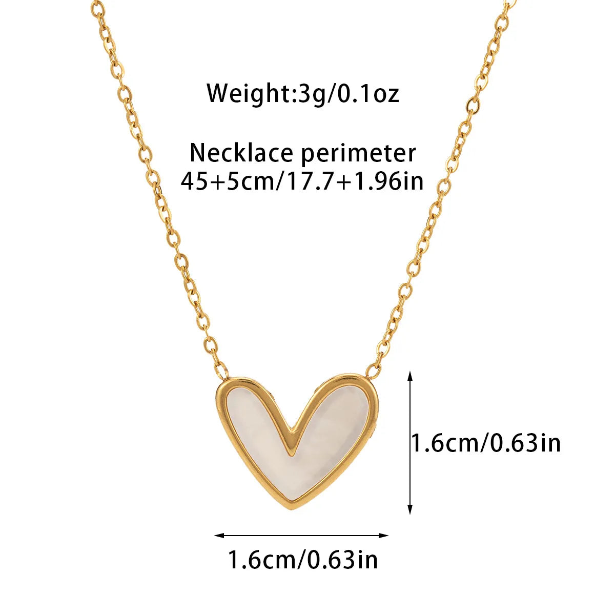 Wholesale Jewelry Basic Modern Style Classic Style Heart Shape Titanium Steel Shell Fritillary 18K Gold Plated Plating Inlay Pendant Necklace