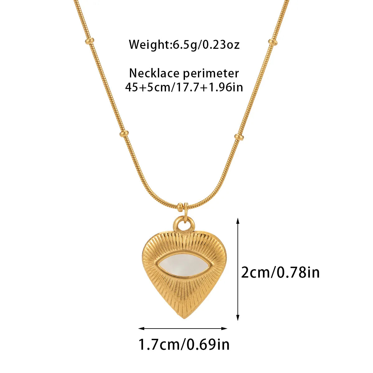 Wholesale Jewelry Basic Modern Style Classic Style Heart Shape Titanium Steel Shell Fritillary 18K Gold Plated Plating Inlay Pendant Necklace