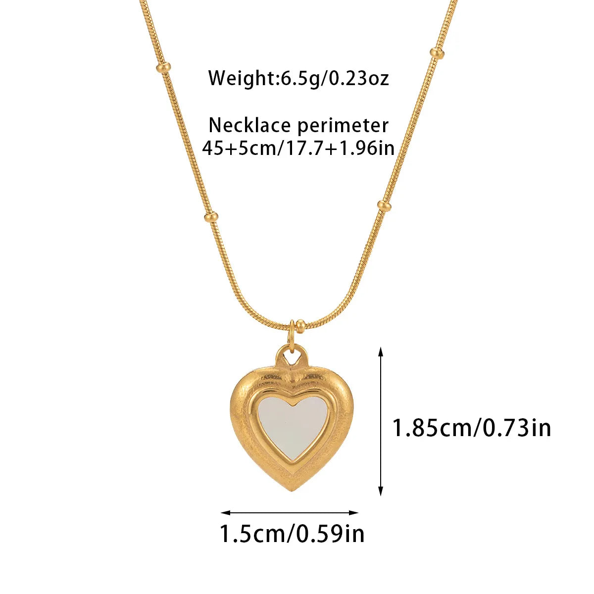 Wholesale Jewelry Basic Modern Style Classic Style Heart Shape Titanium Steel Shell Fritillary 18K Gold Plated Plating Inlay Pendant Necklace