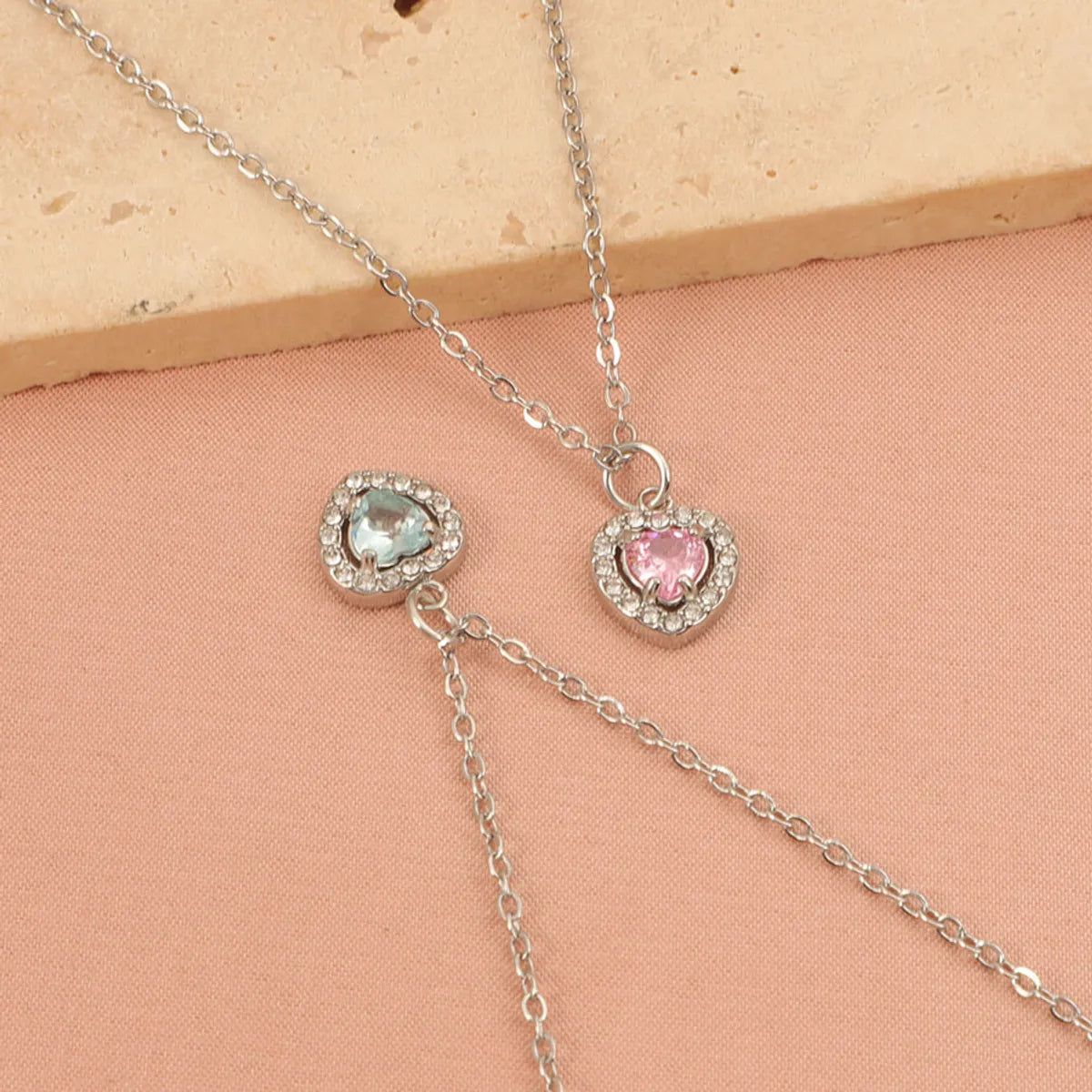 Wholesale Jewelry Basic Modern Style Classic Style Heart Shape Titanium Steel Zircon Plating Inlay Pendant Necklace