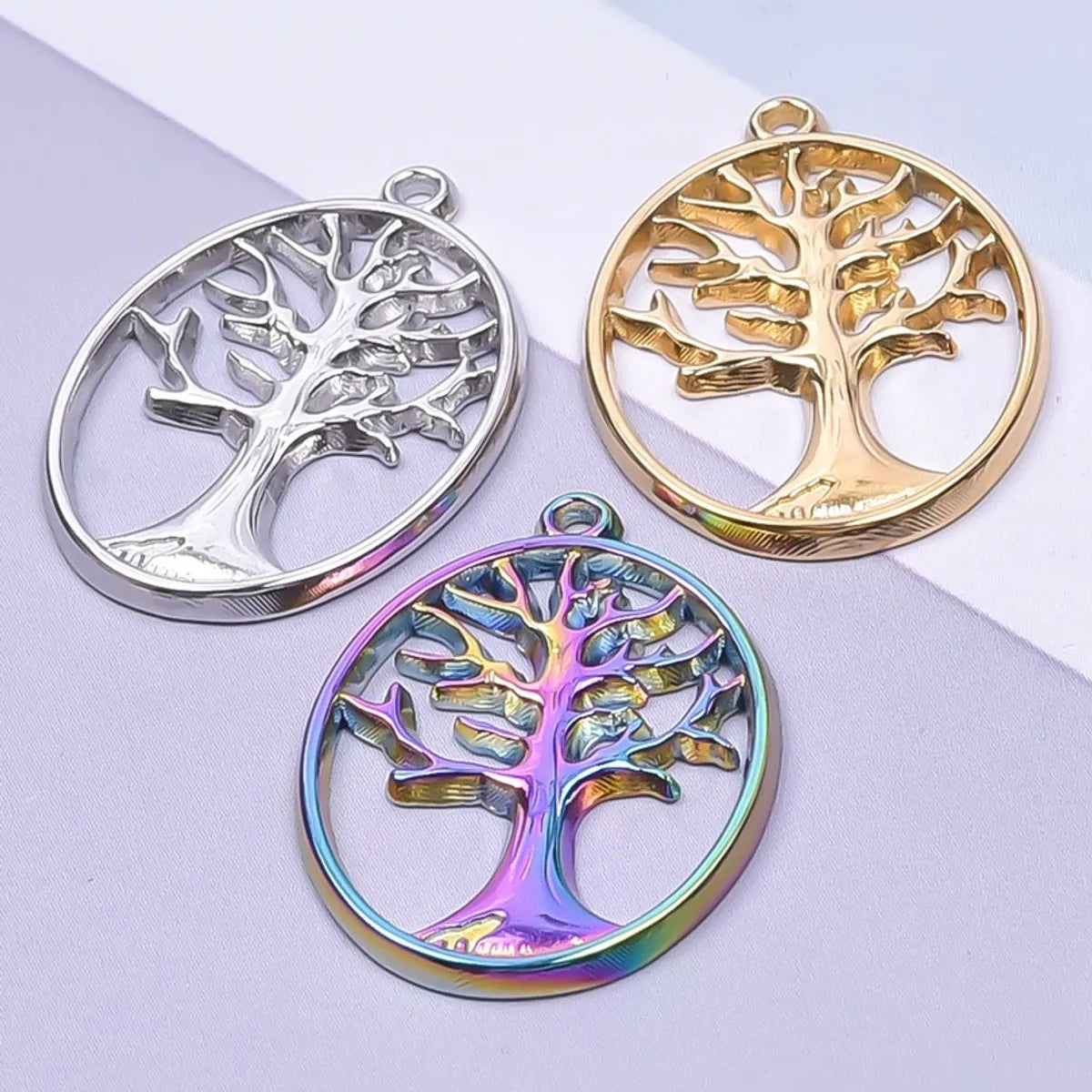 Wholesale Jewelry Basic Modern Style Classic Style Life Tree 304 Stainless Steel 18K Gold Plated Plating Pendant Necklace