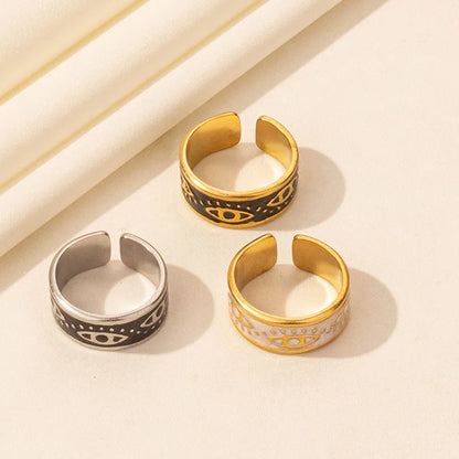 Wholesale Jewelry Basic Modern Style Geometric Devil'S Eye 304 Stainless Steel Polishing Enamel Open Rings