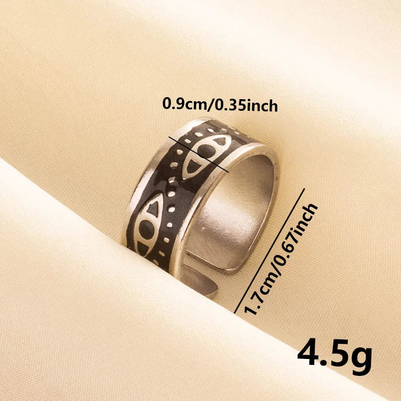 Wholesale Jewelry Basic Modern Style Geometric Devil'S Eye 304 Stainless Steel Polishing Enamel Open Rings