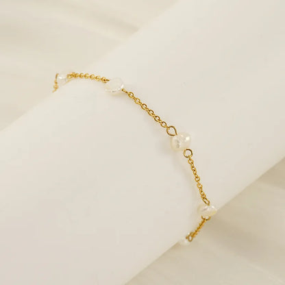 Wholesale Jewelry Basic Round Oval 304 Stainless Steel Artificial Pearls 18K Gold Plated Plating Inlay Bracelets Necklace