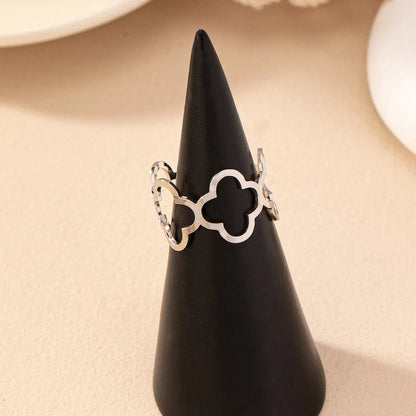 Basic Simple Style Classic Style Flower Iron Hollow Out Women'S Open Rings