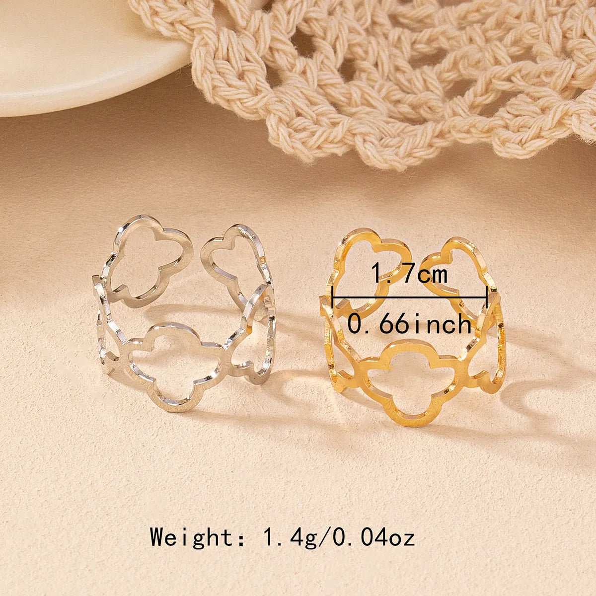 Basic Simple Style Classic Style Flower Iron Hollow Out Women'S Open Rings